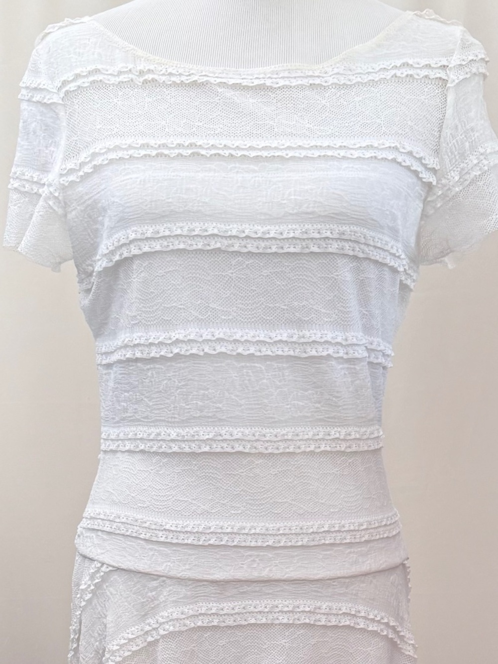 % NWOT White Lace Overlay Midi Dress. Sangria, SZ8. Summer Party? Cottagecore
